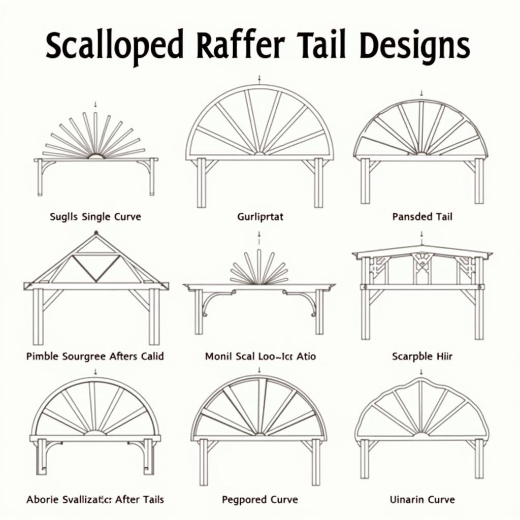 Various Scalloped Rafter Tail Designs for Pergolas
