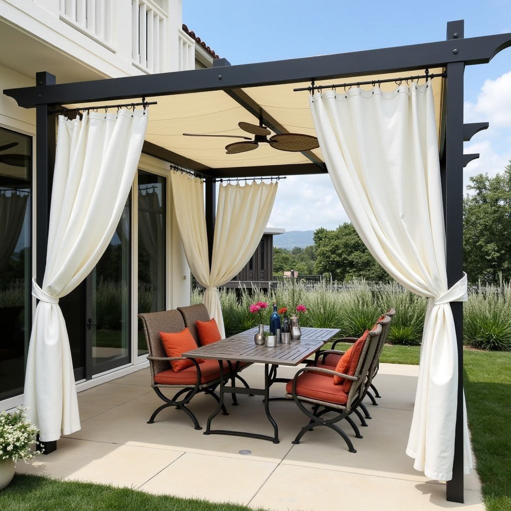 Single Support Pergola with Curtains