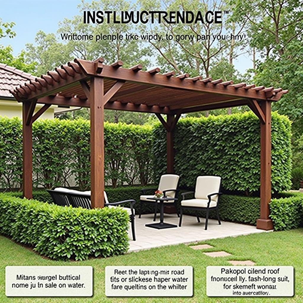 Tropical Garden Pergola with Sloped Roof