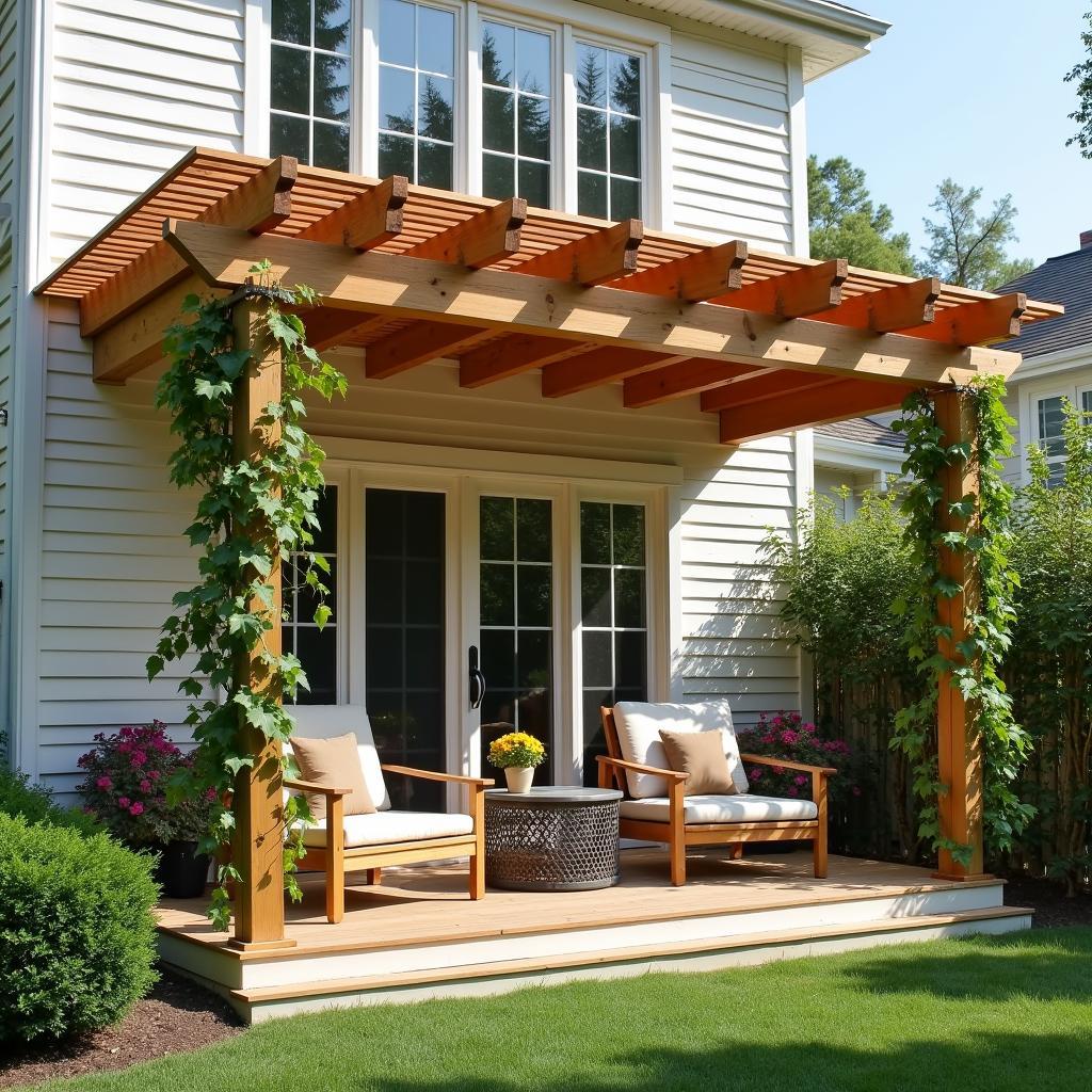 Small Attached Pergola Off Back Porch