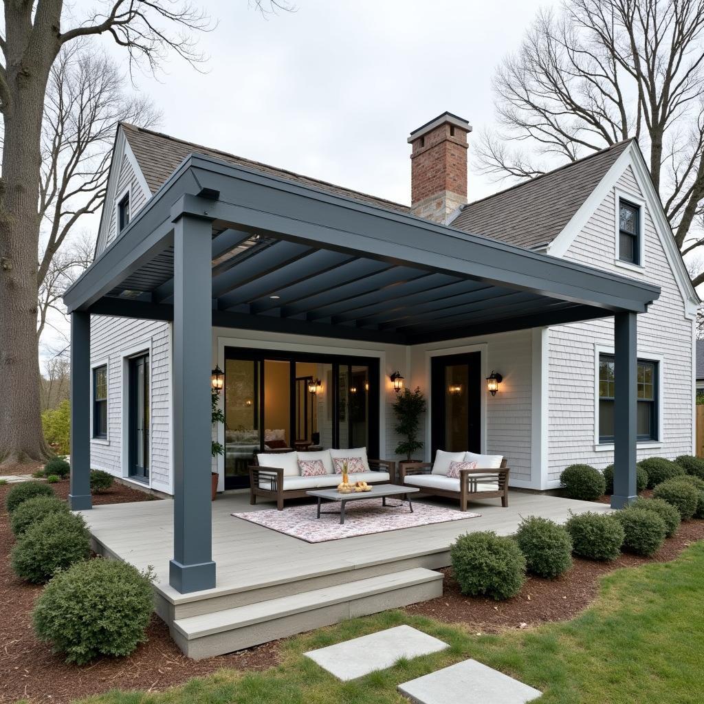 Modern Aluminum Pergola on Small Cape Porch