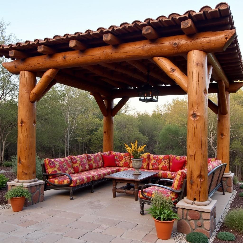 Southwest Pergola with Rustic Wood Design