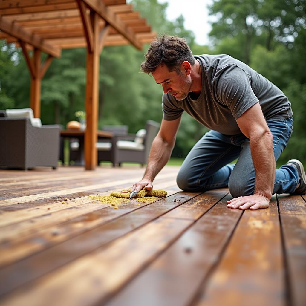 Maintaining a southwestern pergola and deck.