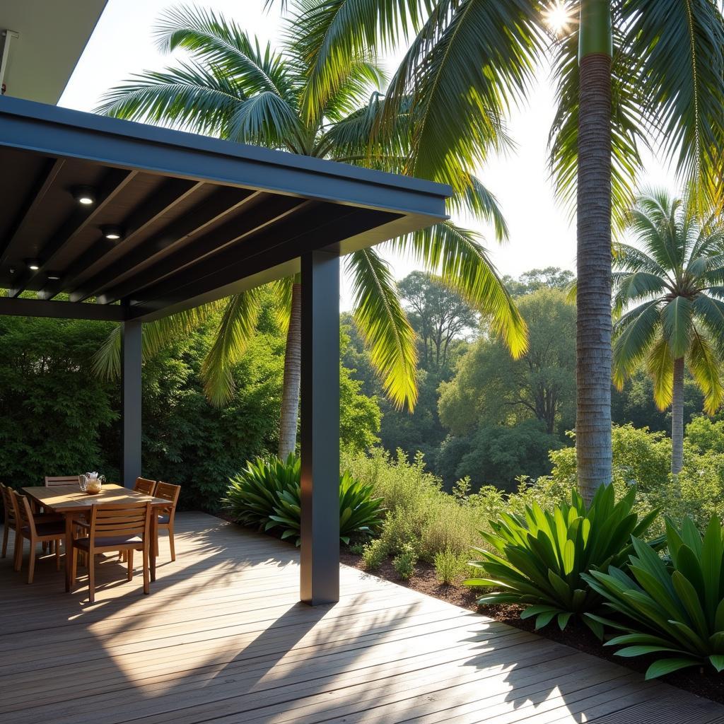 Metal Roof Pergola in Tropical Setting