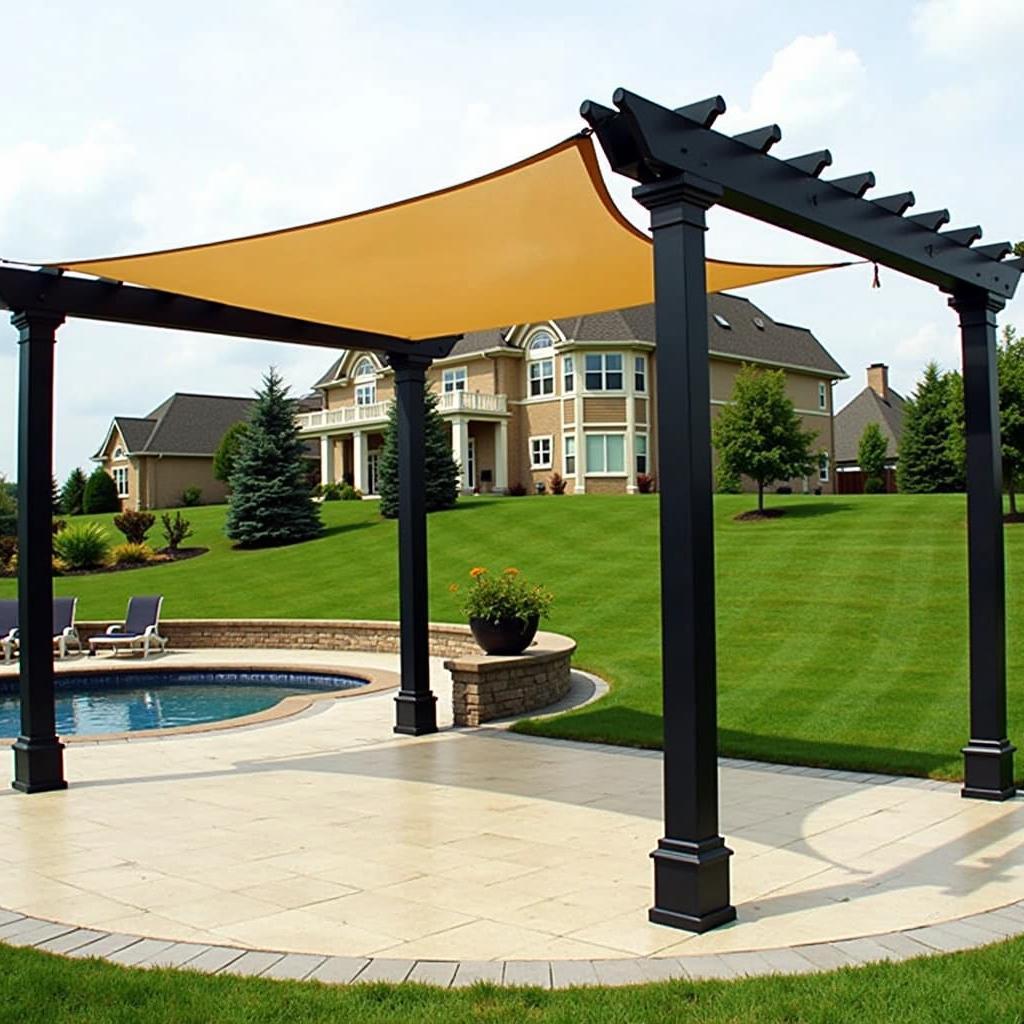 Two-Post Pergola with Shade Sail