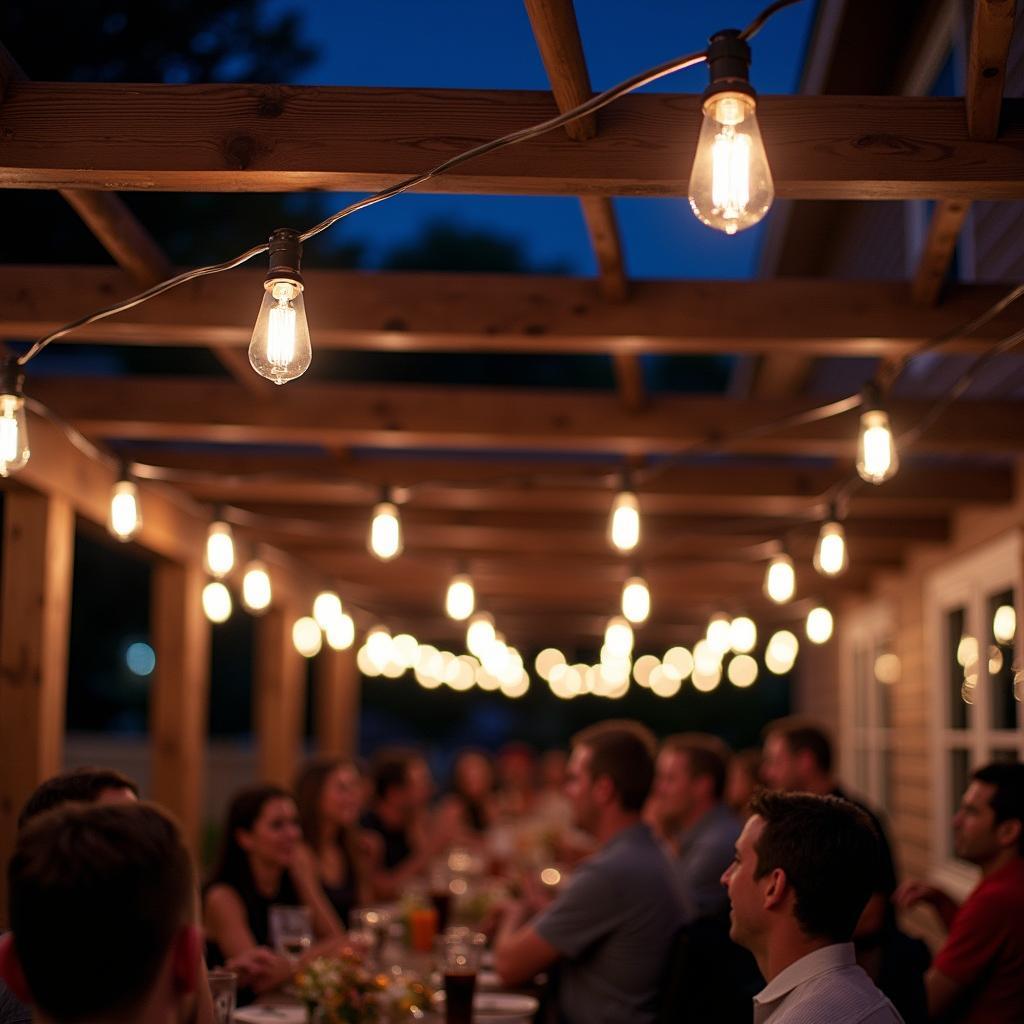 Weatherproof pergola lights for a hockey cup celebration
