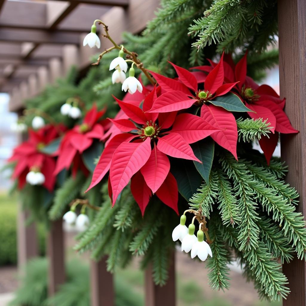 Winter Wedding Pergola with Festive Floral Arrangements