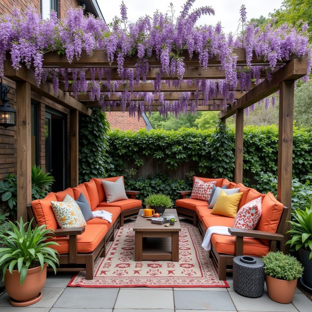 Wisteria Pergola with Outdoor Furniture